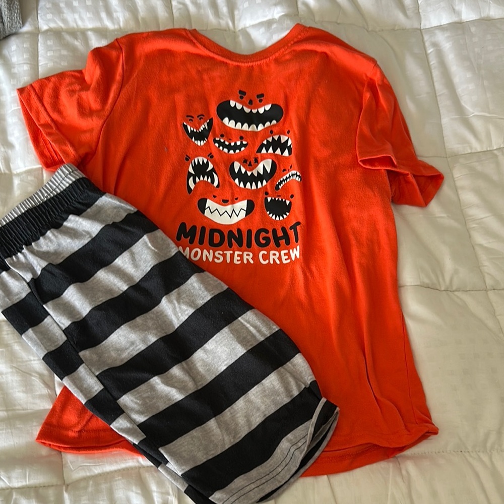 Midnight Monster Crew Kids Pajamas - Orange and Black